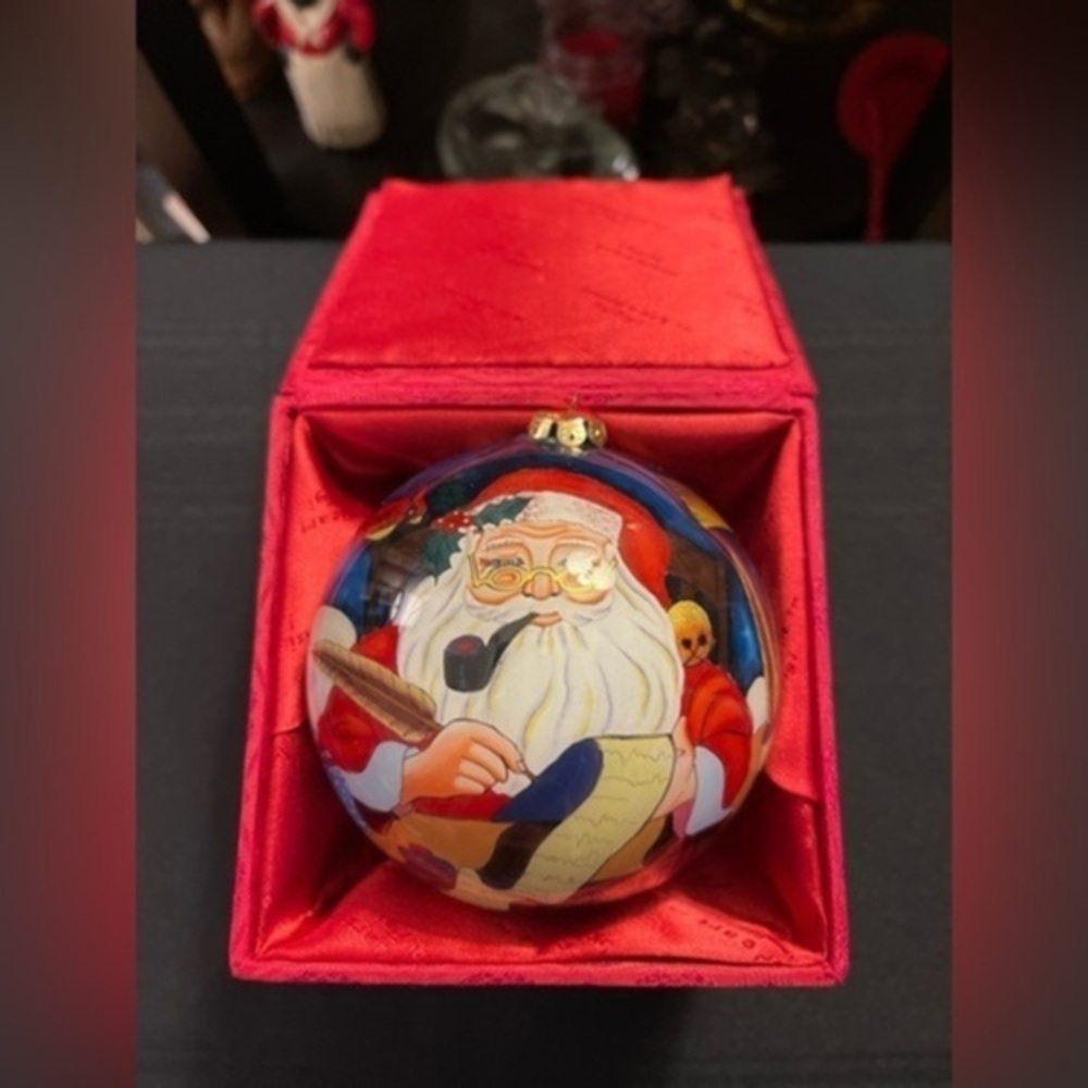 INSIDE ART BY FIJI Alpine Santa Christmas Glass Ornament In Box Signed/Numbered.